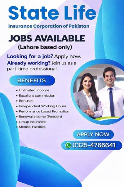 Jobs in State Life as Part Time & full time with excellent commission