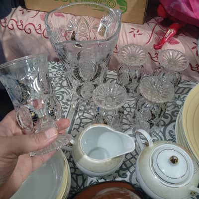 dinner set with glass set and tea set