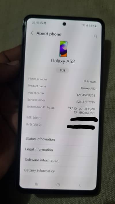 Samsung A52 For Sell with original panel