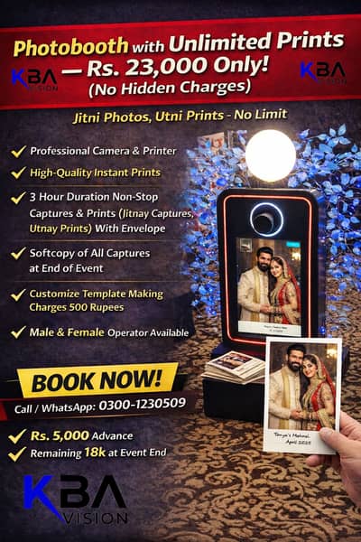 Photobooth with Unlimited Prints for events