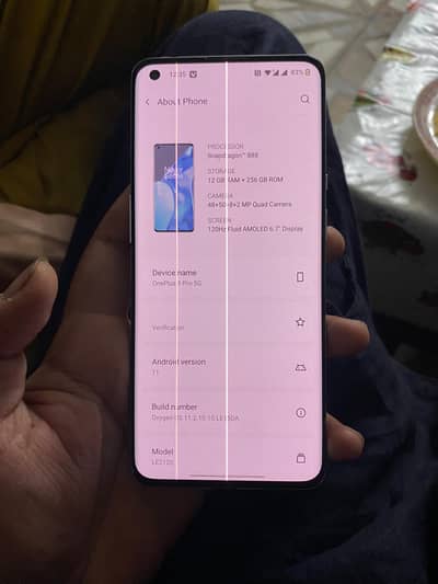 oneplus 9 pro 256gb only two line in display