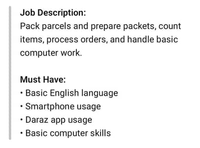 Parcel Packing and Other Routine Work
