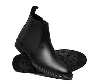 Black Leather Chelsea Boots PD01
