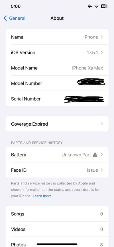 I phone xsmax 64gb non pta face id fail