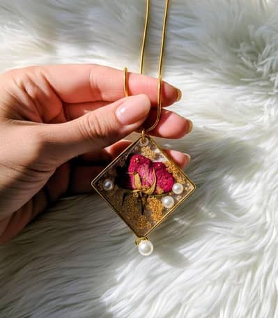 real rose preserved handmade  pandant