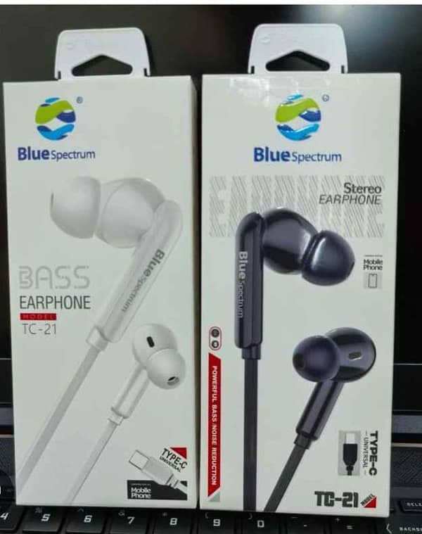 Blue Spectrum TC-21 Type-C Stereo Earphones – Deep Bass Wired In-Ear Headset with Noise Isolation