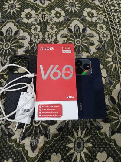 Nubia V60 Design 8+8 Ram 256 Rom Complete Box Charger Fast charger