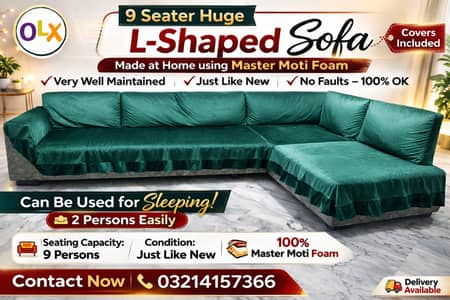 9 Seater Huge L-Shaped Sofa for Sale