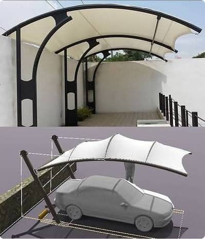 Tensile shades\car parking shade\double side parking shades\wall mount
