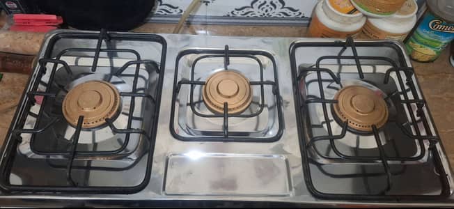 Gas stove with 2 burner steel