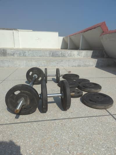 45 kg dumbbell and barbell weight set | Rubber plates