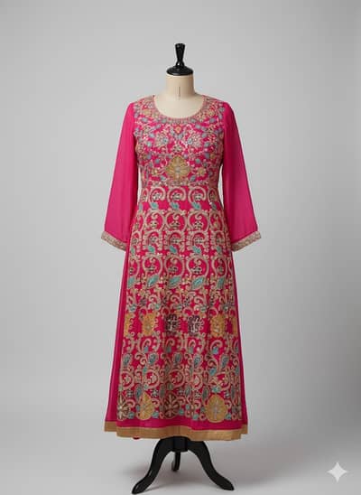 Elegant Pink Embroidered Maxi - Perfect for Weddings