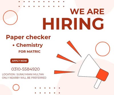 Chemistry paper checker required female