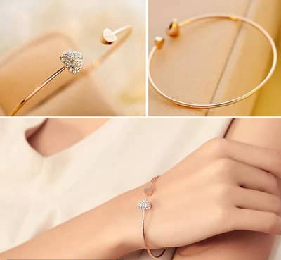 Bracelet golden double heart Adjustable korean
