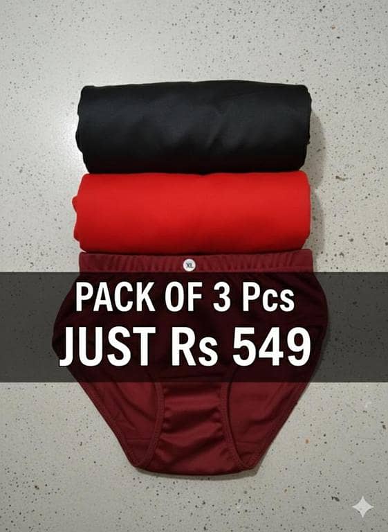 Soft & Breathable Panty Pack of 3 (Multi-Colors) flash sale