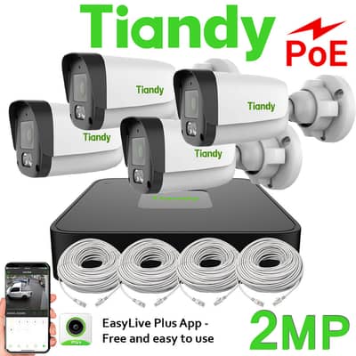TIANDY 4 CCTV IP Cameras Complete Package – 2MP