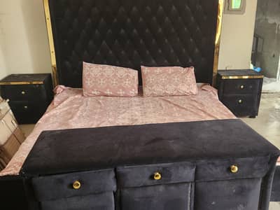 luxury black velvet upholstered with side tables dressing