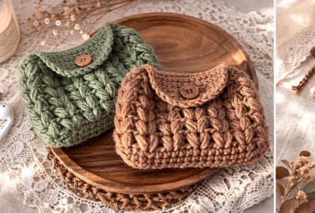 Customized cut mini chrochet pouches ,coin  purses