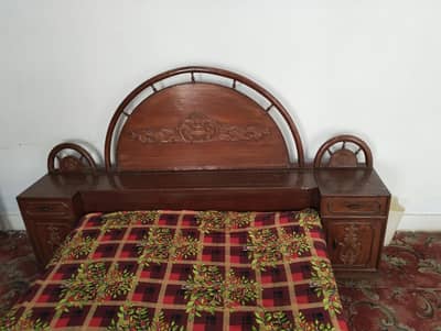 Pure Solid Wooden Double Bed Set with Dressing Table– Classic Design