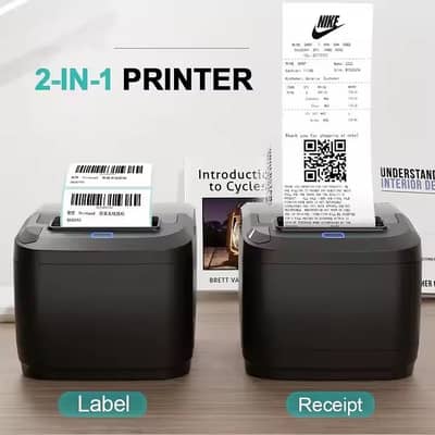 Thermal Receipt & Label Printer 2 in 1 Dual Printer, USB+WiFi/USB+BT