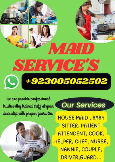 PROFESSIONAL MAID, BABY SITTER, PATIENT ATTENDENT, COOK, HELPER