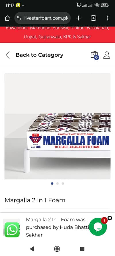 Al Khair Medicated Foam Queen Size Bed, 6 Inch thickness, 8/10 Condit