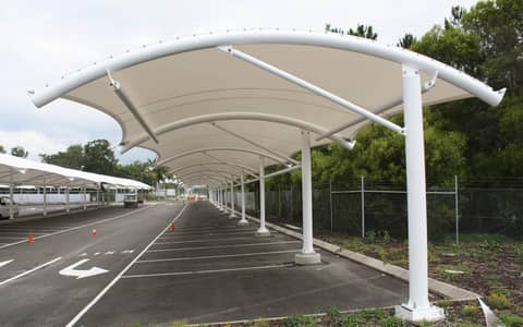 Pole parking pvc shade - Garage car shade - Porch - Tensile Parking