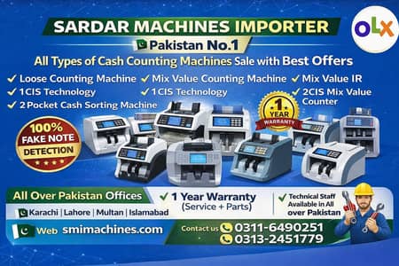 cash counting machine with fake note detection , value, serial number