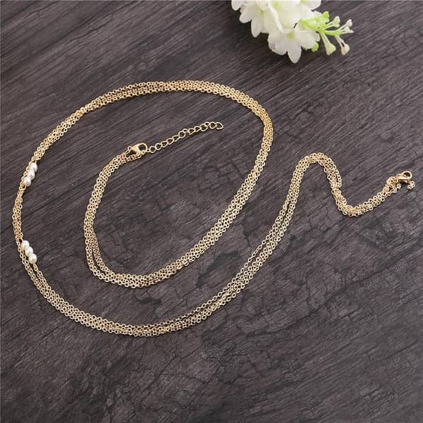 Bueatifull Charms Pearl Body Chain Bikini Harness Necklace for Women