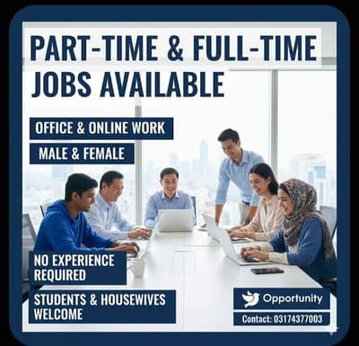 full time part time online office work available