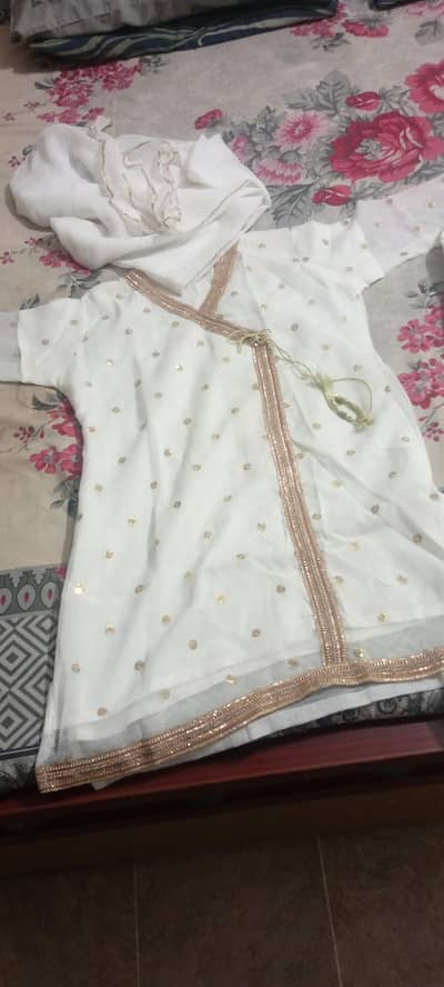 3 PCs fancy suit . white and golden garara