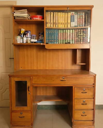 Vintage Study Table & Bookshelf (Wood/MDF Mix)