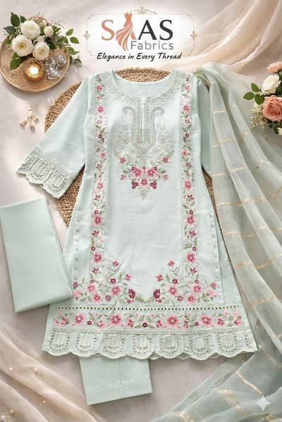 3 piece self cotton dress