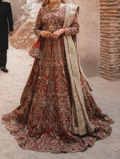 Shazia kiyani red / maroon designer bridal lehenga