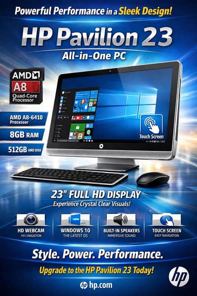 Desktop AIO Hp Pavilion 23- 23" Touch AMD A8-6410 2.0Ghz 8GB