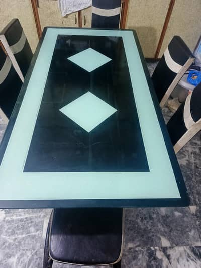 mirror dining table with 6 chairs