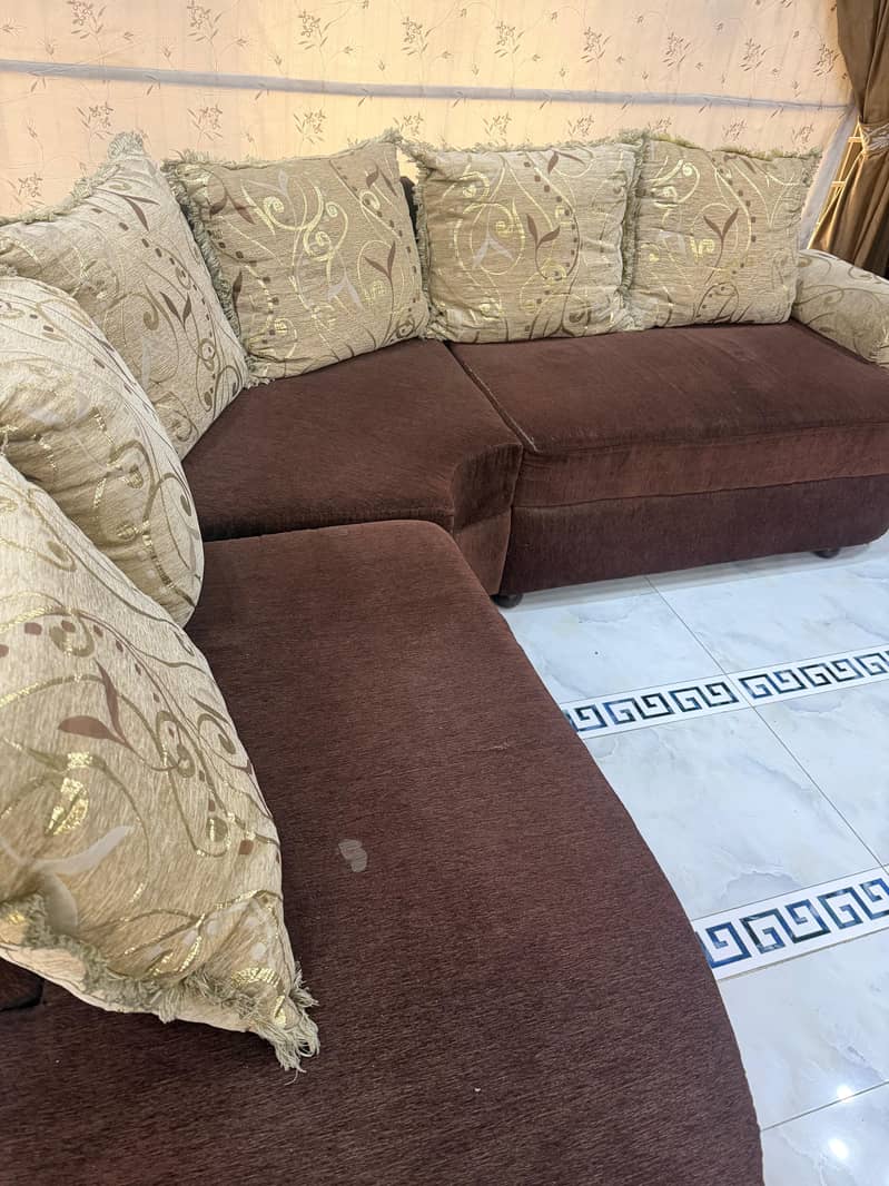 L SHAPE BROWN SOFA 2