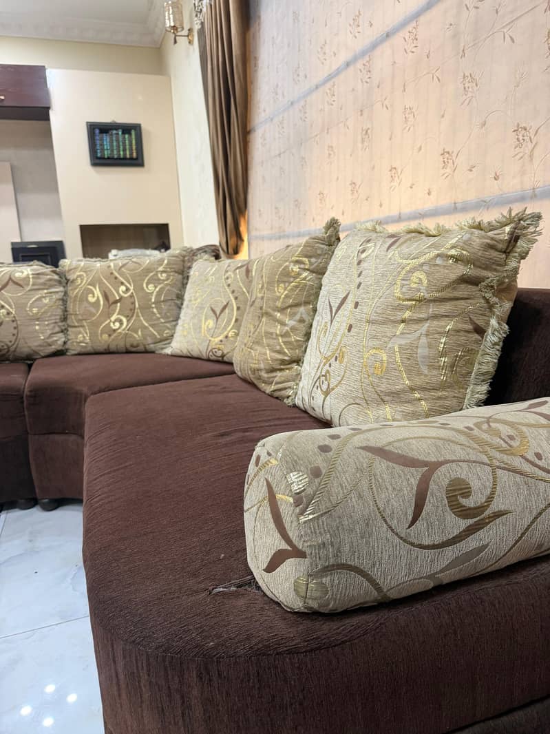 L SHAPE BROWN SOFA 3