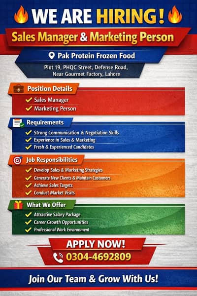 Sales Manager & Marketing Required | Job | Urgent Hiring