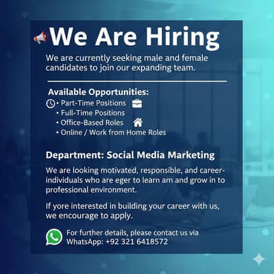 Full-time Part-time Office Work and Online Work Available