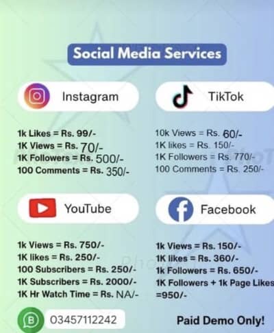 Social media followers likes views available