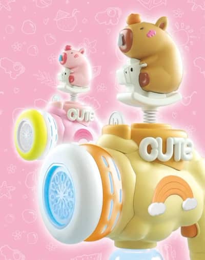 Electric cartoon bubble fan toy for kids