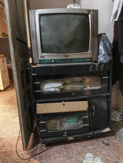 LG Tv with Wooden troley