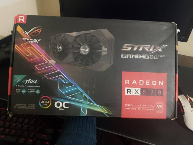 AMD rx 570 4gb Asus ROG strix rgb graphics card 4gb GPU - Computer ...