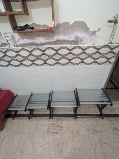 Glass tables for sale set of 4 tables .