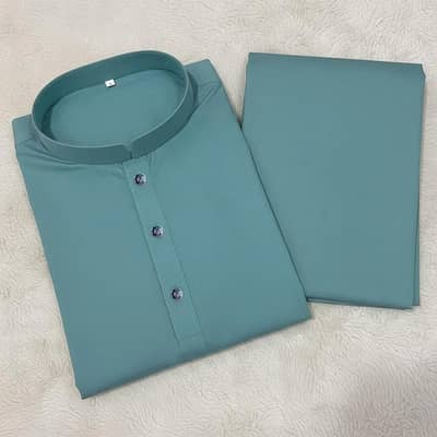 2 Pcs Men's Stitched Wash And Wear Plain Kurta pajama cash on delivery