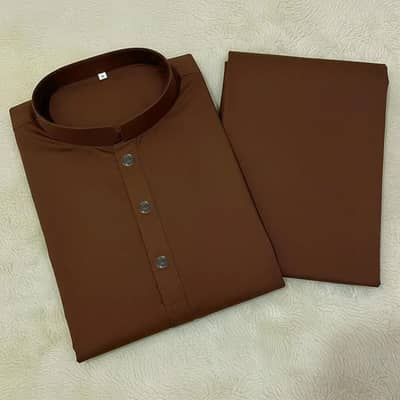 2 Pcs Men's Stitched Wash And Wear Plain Kurta pajama cash on delivery