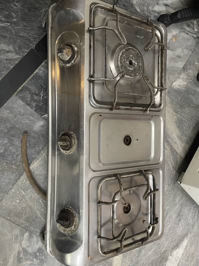 Gas stove with 2 burner steel