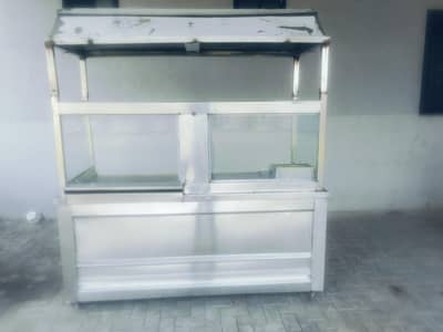 burger counter with fryer