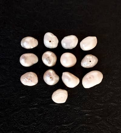 Original Natural Baroque Pearls - 13 Pcs White Moti Gemstone Set